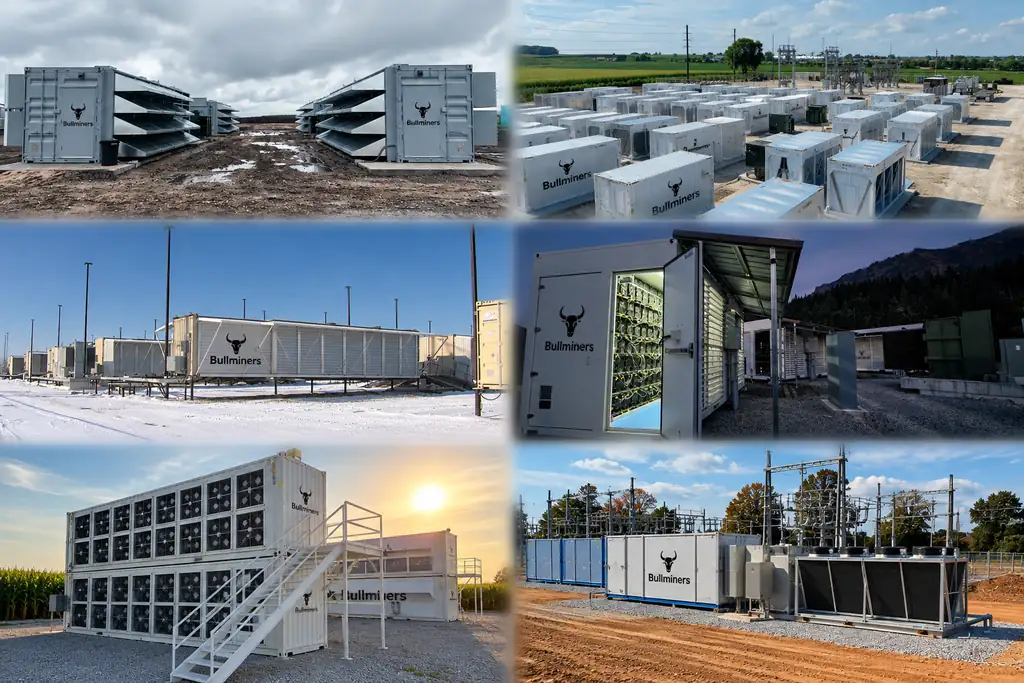 Bull Miners branded hosting containers at several mining sites